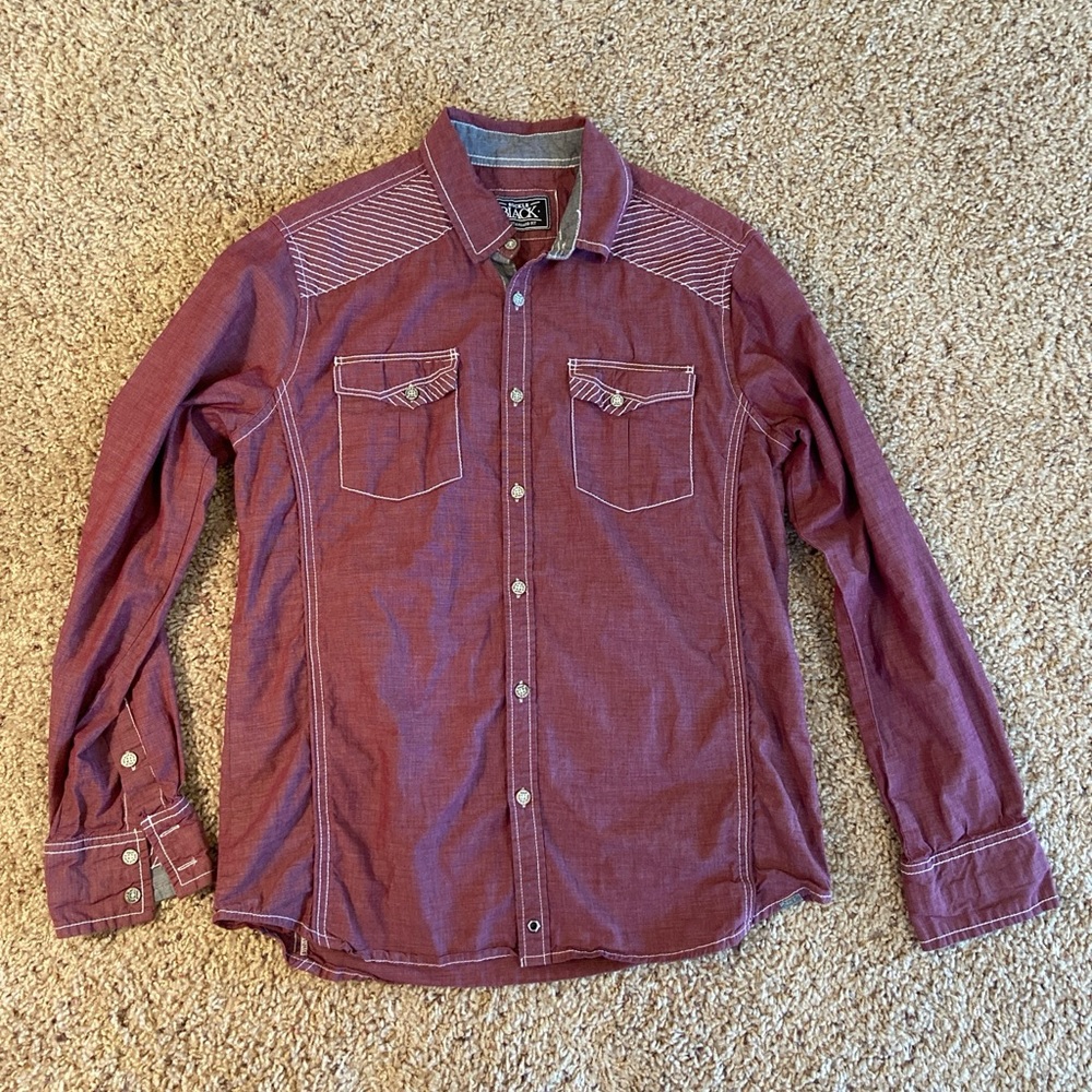 Men's Buckle Black Button Front Shirt - M- Tailored Fit - Picture 10 of 10